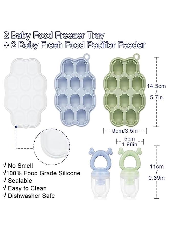 DOOKOO Baby Breastmilk Popsicle Molds u0026 Baby Fruit Feeder (2 Pack), Baby Food Freezer Tray Storage Containers with Pacifier Feeder and Teether - Image 5