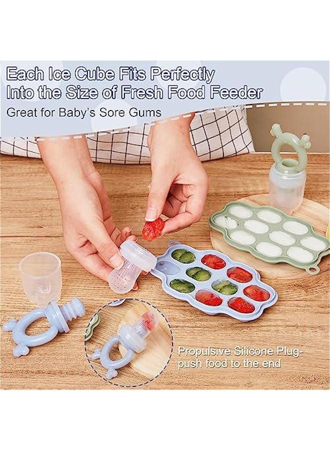DOOKOO Baby Breastmilk Popsicle Molds u0026 Baby Fruit Feeder (2 Pack), Baby Food Freezer Tray Storage Containers with Pacifier Feeder and Teether - Image 4
