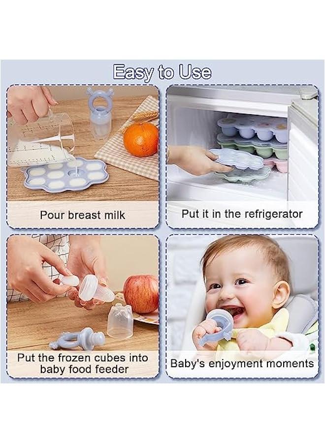 DOOKOO Baby Breastmilk Popsicle Molds u0026 Baby Fruit Feeder (2 Pack), Baby Food Freezer Tray Storage Containers with Pacifier Feeder and Teether - Image 2