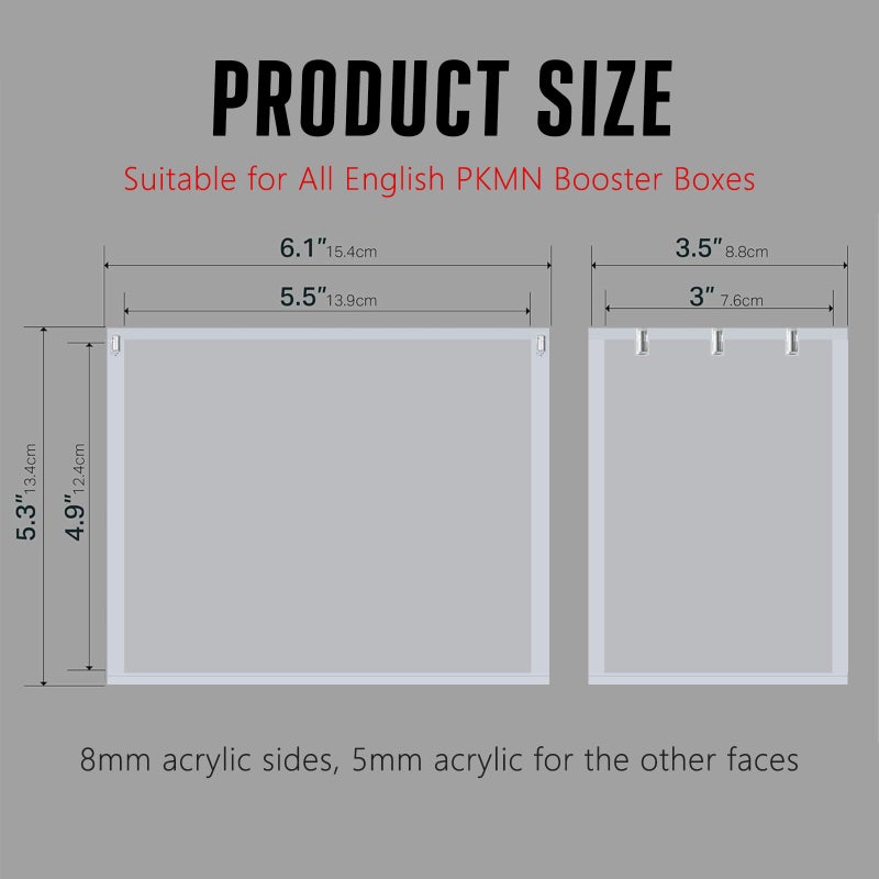 Botyboty PKMN Booster Box Acrylic Case Magnetic - Ultra Thick 8mm + 5mm Acrylic Booster Box Protector Case Clear Display Stackable Hard Compatible with PKMN Booster Boxes with Strong Magnets Easy Top Loading - Image 2