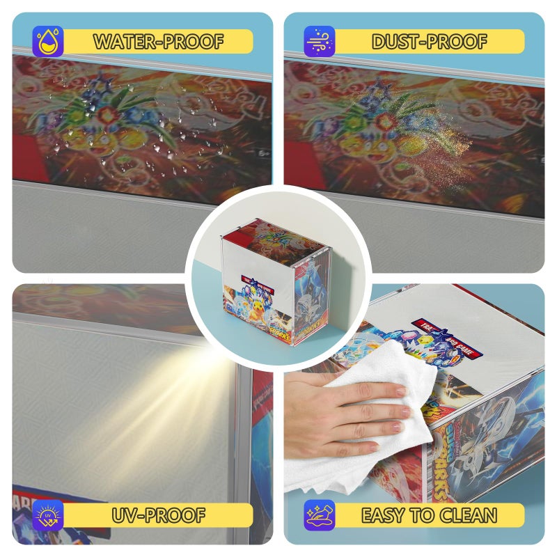 Botyboty PKMN Booster Box Acrylic Case Magnetic - Ultra Thick 8mm + 5mm Acrylic Booster Box Protector Case Clear Display Stackable Hard Compatible with PKMN Booster Boxes with Strong Magnets Easy Top Loading - Image 3