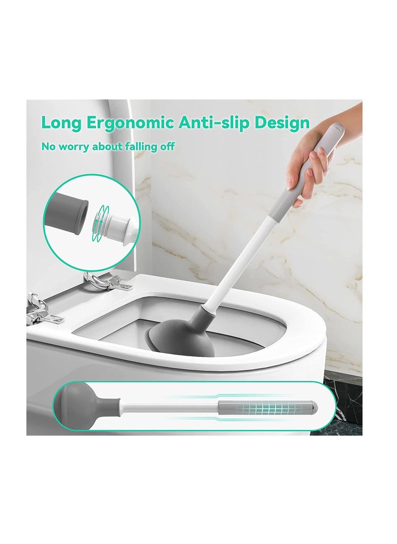 Excefore oilet Plunger and Brush, Bowl Brush and Plunger Combo with Holder for Bathroom Cleaning, 2-in-1 Heavy Duty Plunger Set with Powerful Pump & Unique Water Storage Design(White, 1 Set)  - Image 4