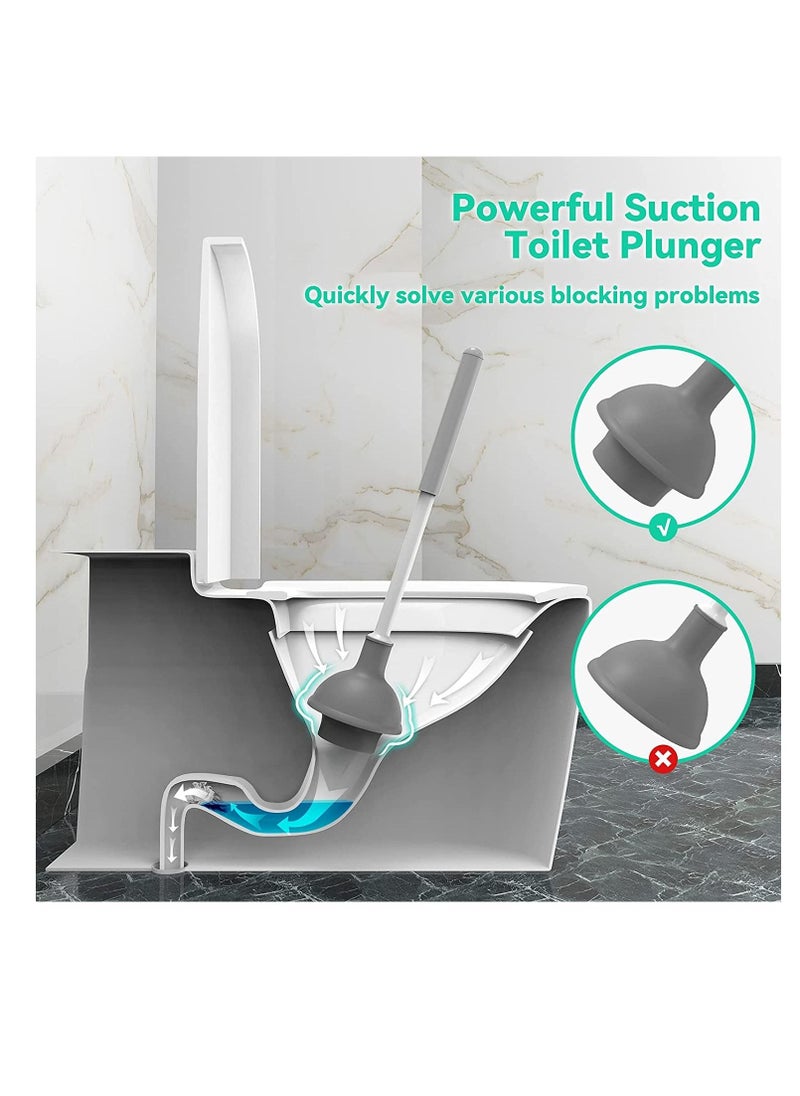 Excefore oilet Plunger and Brush, Bowl Brush and Plunger Combo with Holder for Bathroom Cleaning, 2-in-1 Heavy Duty Plunger Set with Powerful Pump & Unique Water Storage Design(White, 1 Set)  - Image 3