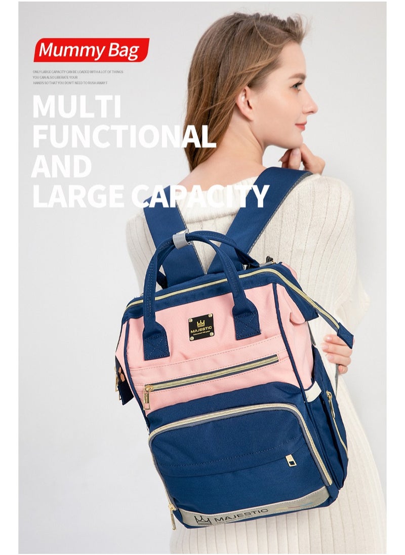 Majestic 134 Mummy Maternity Diaper Elegant Waterproof Multifunctional large capacity backpack bag with USB Charging output - Blue/Pink  - Image 2