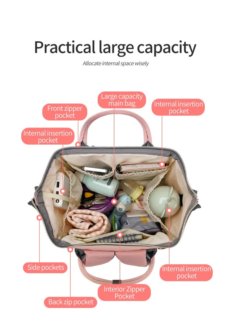 Majestic 134 Mummy Maternity Diaper Elegant Waterproof Multifunctional large capacity backpack bag with USB Charging output - Blue/Pink  - Image 5