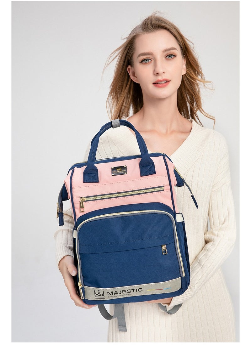 Majestic 134 Mummy Maternity Diaper Elegant Waterproof Multifunctional large capacity backpack bag with USB Charging output - Blue/Pink  - Image 3