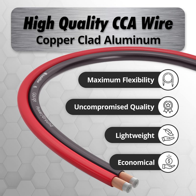 InstallGear 8 Gauge Wire (50ft) Copper Clad Aluminum CAA - Primary Automotive Wire, Car Amplifier Power and Ground Cable, Battery Cable, Car Audio Speaker Stereo, RV Trailer Wiring Welding Cable 8ga - Image 4