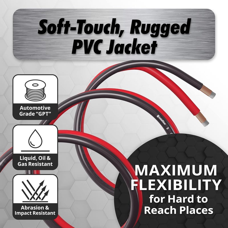 InstallGear 8 Gauge Wire (50ft) Copper Clad Aluminum CAA - Primary Automotive Wire, Car Amplifier Power and Ground Cable, Battery Cable, Car Audio Speaker Stereo, RV Trailer Wiring Welding Cable 8ga - Image 5