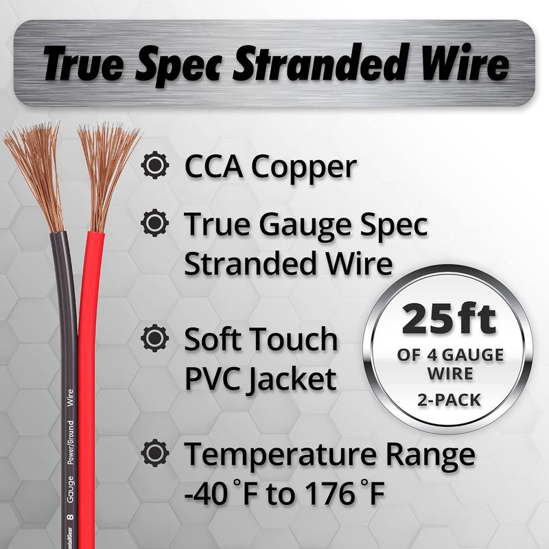 InstallGear 8 Gauge Wire (50ft) Copper Clad Aluminum CAA - Primary Automotive Wire, Car Amplifier Power and Ground Cable, Battery Cable, Car Audio Speaker Stereo, RV Trailer Wiring Welding Cable 8ga - Image 2