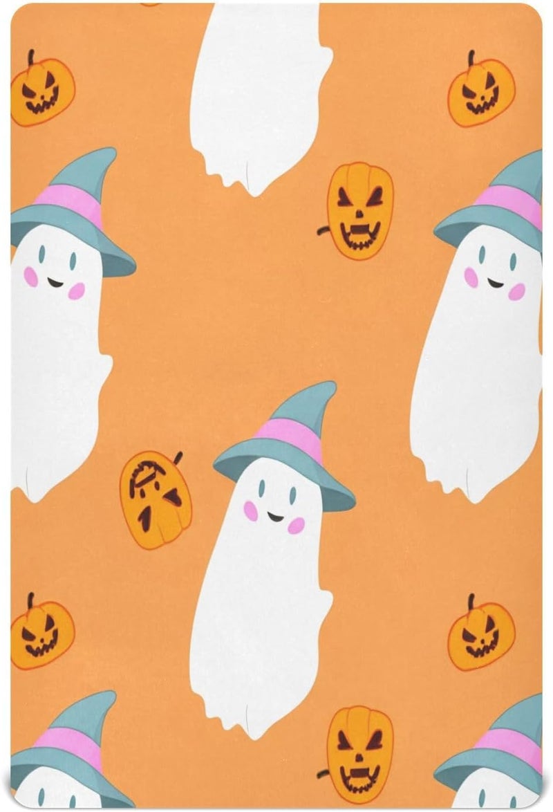 Halloween Whimsical Ghosts Crib Sheets for Boys Girls Ultra Soft Breathable Baby Crib Sheet Fitted Crib Sheets for Standard Size Crib and Toddler Mattresses, 39 x 27 Inch - Image 1