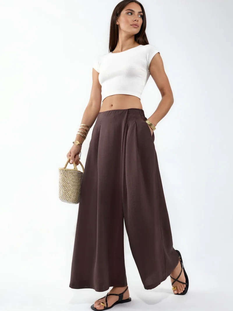 هيكاب Wide Leg Palazzo Modal Pants
