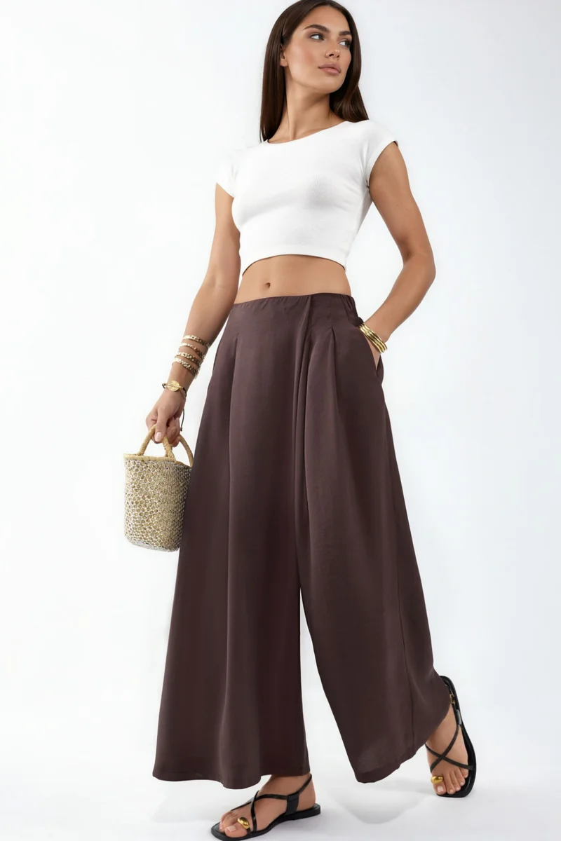 هيكاب Wide Leg Palazzo Modal Pants