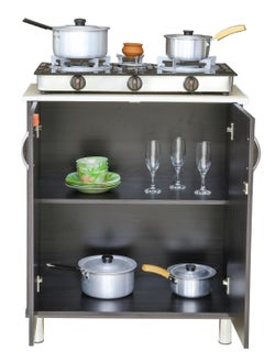 AFT Arfan Stylish 2-Door Kitchen Cabinet with Elegant (Ceramic top) Tile Top – Perfect for Storage & Display, Durable (Ceramic Top) Tile Top – Ideal for Home Organization, Space-Saving Design, Enhance Your Kitchen Décor. Versatile 2-Door Kitchen Cabinet with Sturdy Tile Top – Stylish Storage Solution. (Dark brown)  - Image 4