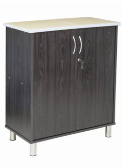 AFT Arfan Stylish 2-Door Kitchen Cabinet with Elegant (Ceramic top) Tile Top – Perfect for Storage & Display, Durable (Ceramic Top) Tile Top – Ideal for Home Organization, Space-Saving Design, Enhance Your Kitchen Décor. Versatile 2-Door Kitchen Cabinet with Sturdy Tile Top – Stylish Storage Solution. (Dark brown)  - Image 2