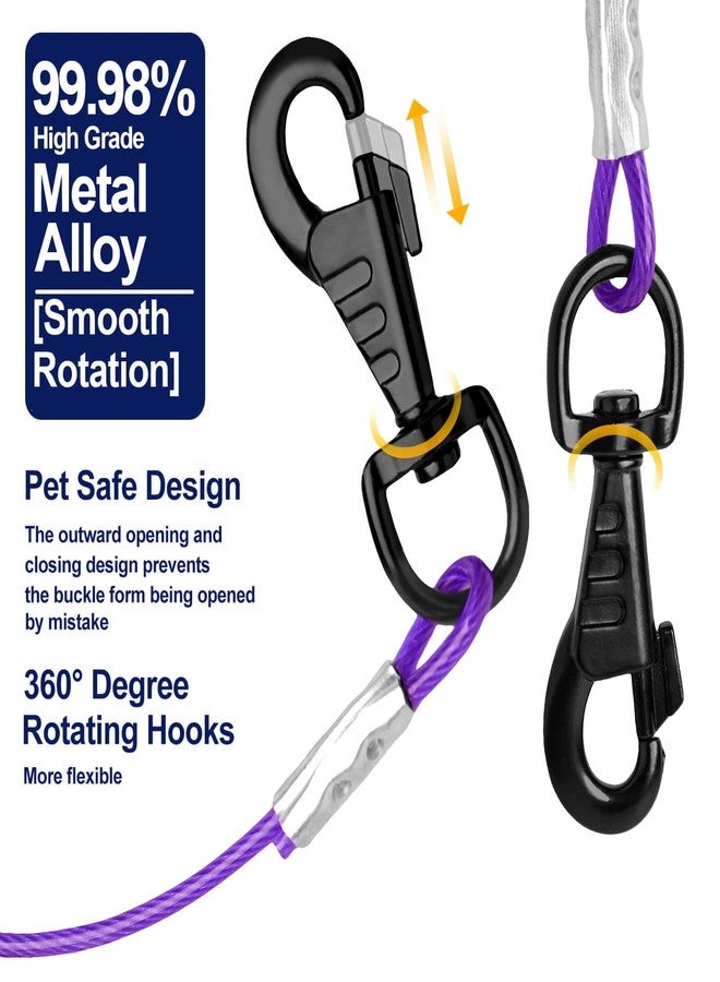 WATFOON Dog Tie Out Cable - Training Tether for Dogs Up to 160 Pounds - 360° Swivel Clips - Reflective Dog Tether for Yard, Camping, Park - Heavy Duty Pet Chain with Runner Metal Ring (40ft) - Image 3