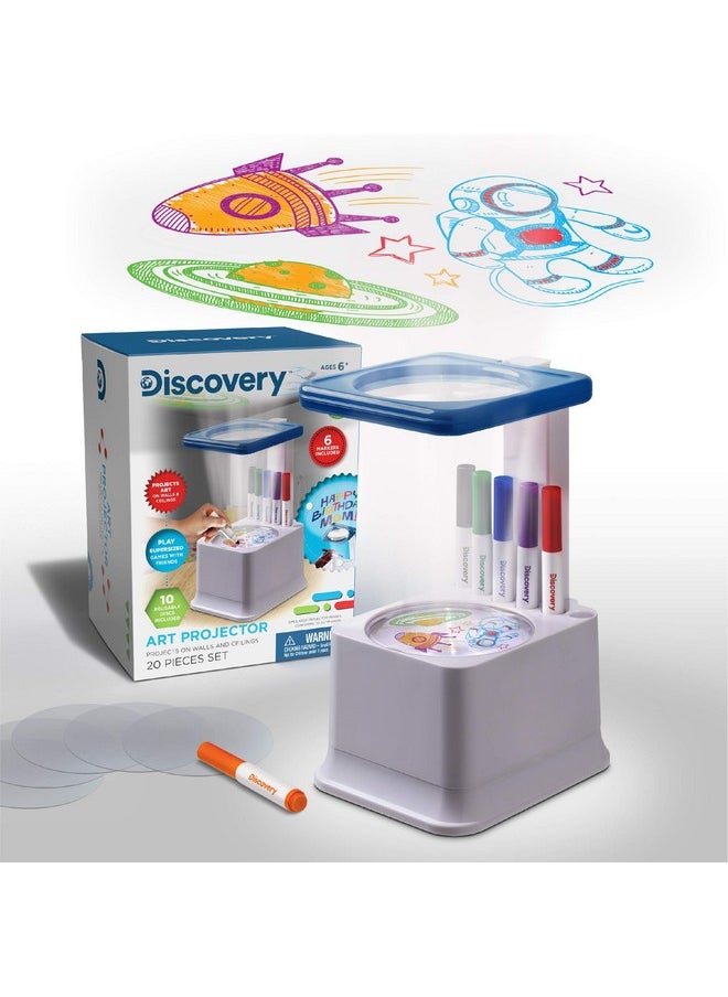 Discovery Kids - Art Projector With Six Dry Erase Markers And 10 Reusable Drawing Discs Draw On Reusable Transparent Sheets Magnify And Project Art Onto Ceilings Walls And More - Image 1