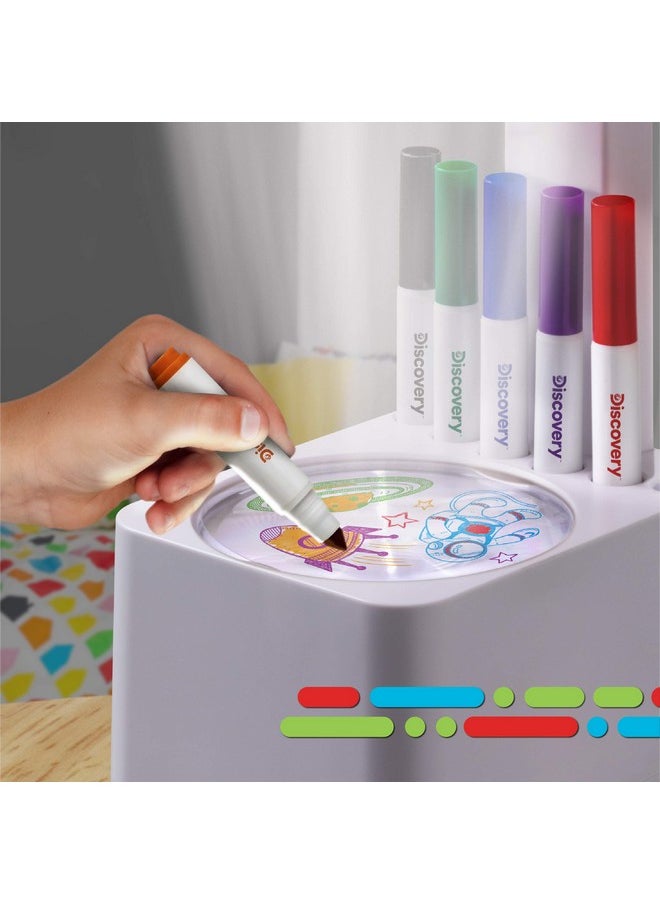 Discovery Kids - Art Projector With Six Dry Erase Markers And 10 Reusable Drawing Discs Draw On Reusable Transparent Sheets Magnify And Project Art Onto Ceilings Walls And More - Image 1