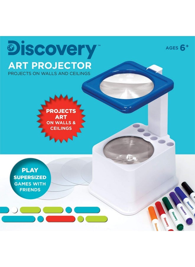 Discovery Kids - Art Projector With Six Dry Erase Markers And 10 Reusable Drawing Discs Draw On Reusable Transparent Sheets Magnify And Project Art Onto Ceilings Walls And More - Image 1