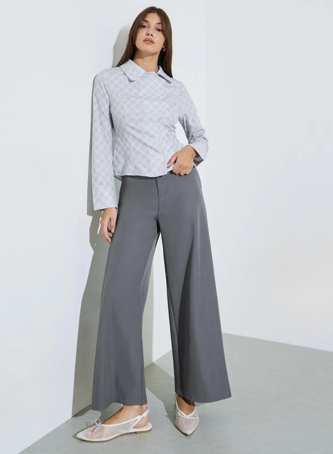 ستايلي Grey Checked Button-Up Shirt