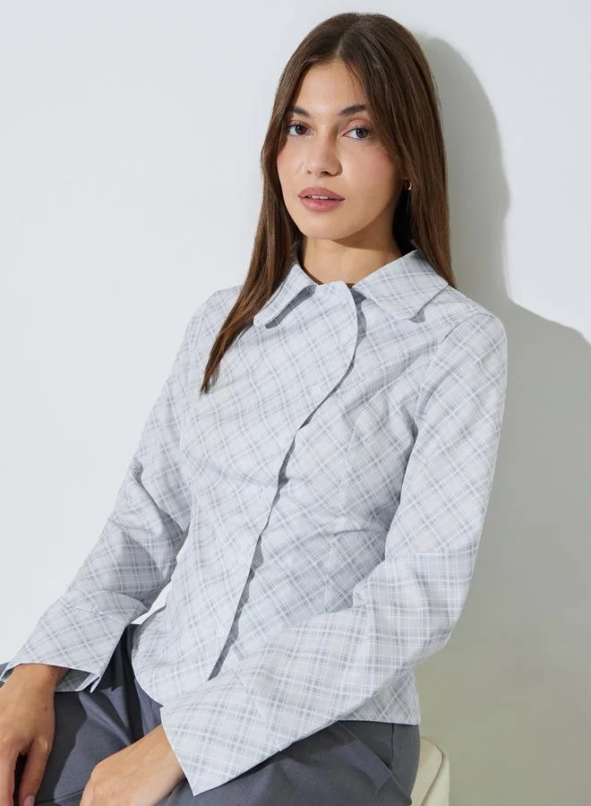 ستايلي Grey Checked Button-Up Shirt