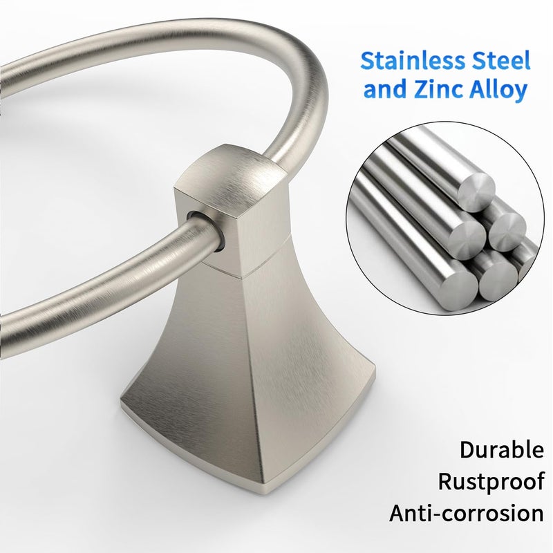 WZRUA Hand Towel Holder for Bathroom Kitchen Brushed Nickel Towel Ring Towel Hanger Stainless Steel and Zinc Alloy Wall Mount - Image 4