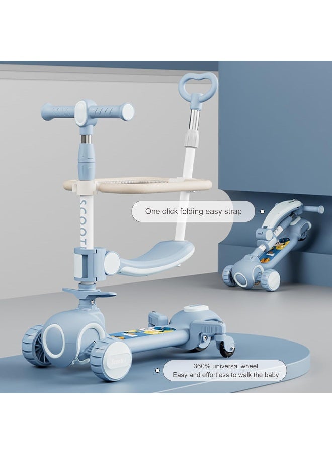 Beauenty سكوتر أطفال ثلاثي العجلات سكوتر دفع للأطفال مقبض قابل للتعديل مقعد قابل للإزالة سكوتر مضيء للأطفال من 2 إلى 12 سنة - Image 5