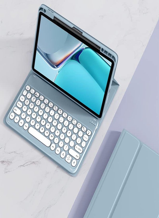 kaitesi Keyboard Case for iPad 10.2" 9th 8th 7th Generation, Round Key Colour Detachable Bluetooth Keyboard and Pencil Holder, for iPad 10.2 Inch/iPad Air 10.5"(3rd Gen)/iPad Pro 10.5 inch (Misty Blue) - Image 2