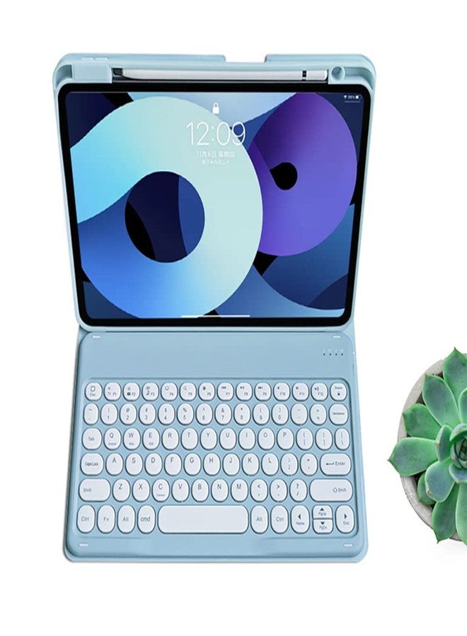 kaitesi Keyboard Case for iPad 10.2" 9th 8th 7th Generation, Round Key Colour Detachable Bluetooth Keyboard and Pencil Holder, for iPad 10.2 Inch/iPad Air 10.5"(3rd Gen)/iPad Pro 10.5 inch (Misty Blue) - Image 1