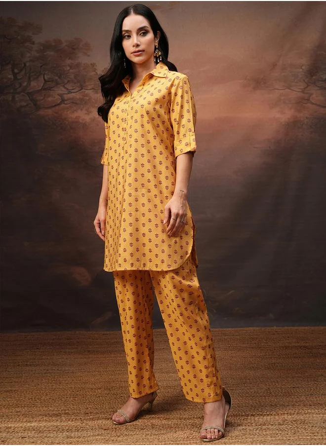 Vishudh All-Over Print Collared Tunic and Palazzo Pants Set by Styli