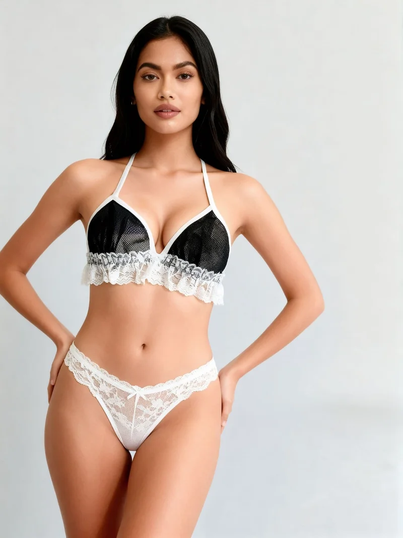 ليس اند مي  Sexy Lace Lingerie Set for Women – Designer Bra & Matching Panty | Romantic Intimates Wear
