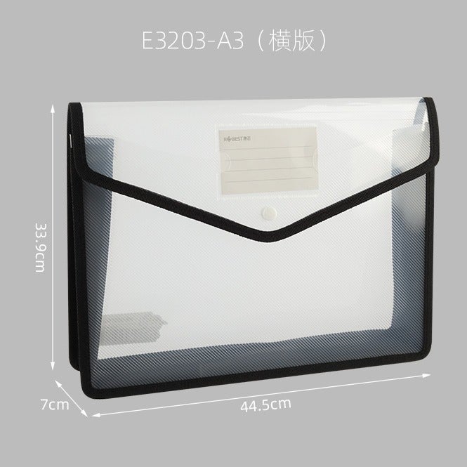 Kangbai Transparent Document Bag A3 Horizontal Stereo Snap Bag Large Capacity Primary And Secondary School Student Test Paper Storage Bag Opening And Closing - Image 3
