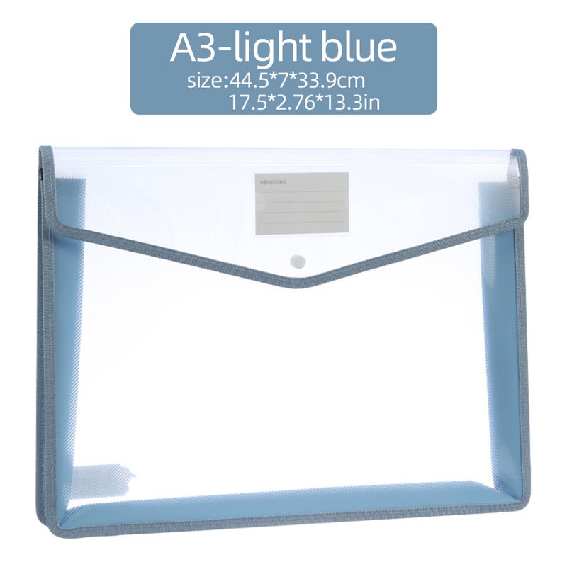Kangbai Transparent Document Bag A3 Horizontal Stereo Snap Bag Large Capacity Primary And Secondary School Student Test Paper Storage Bag Opening And Closing - Image 1