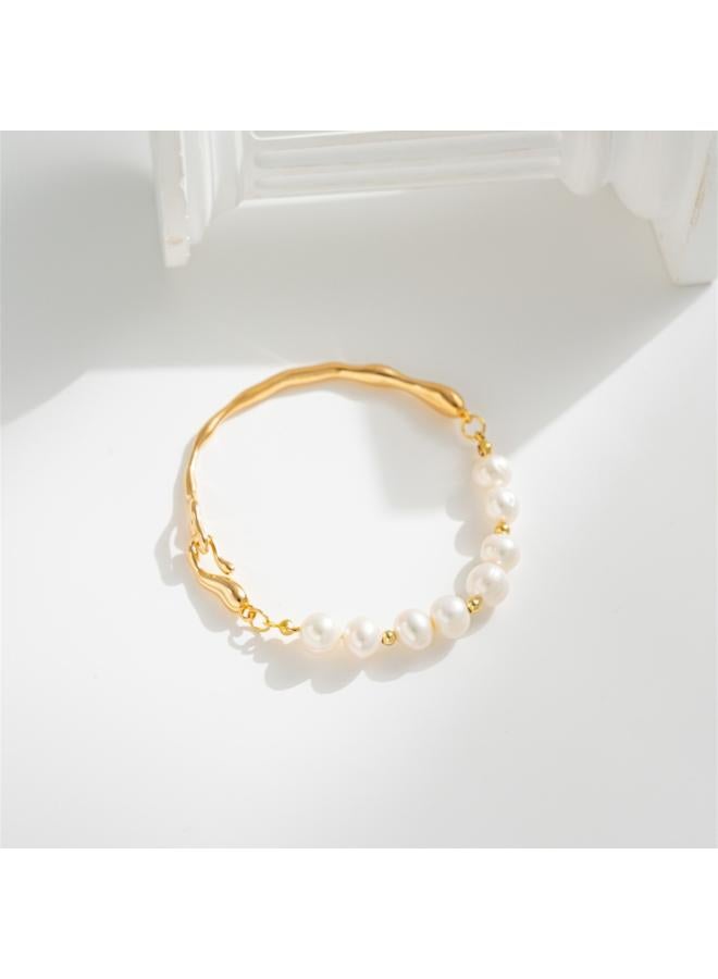 Light Luxury Simple Freshwater Pearl Bracelet Jewelry Girls Niche High-grade Non-fading Bracelet Girlfriends Gift