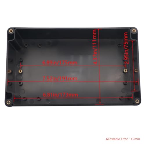 Otdorpatio Project Box IP65 Waterproof Junction Box ABS Plastic Black Electrical Boxes DIY Electronic Project Case Power Enclosure Clear Cover 7.87"x4.72"x2.95" - Image 3