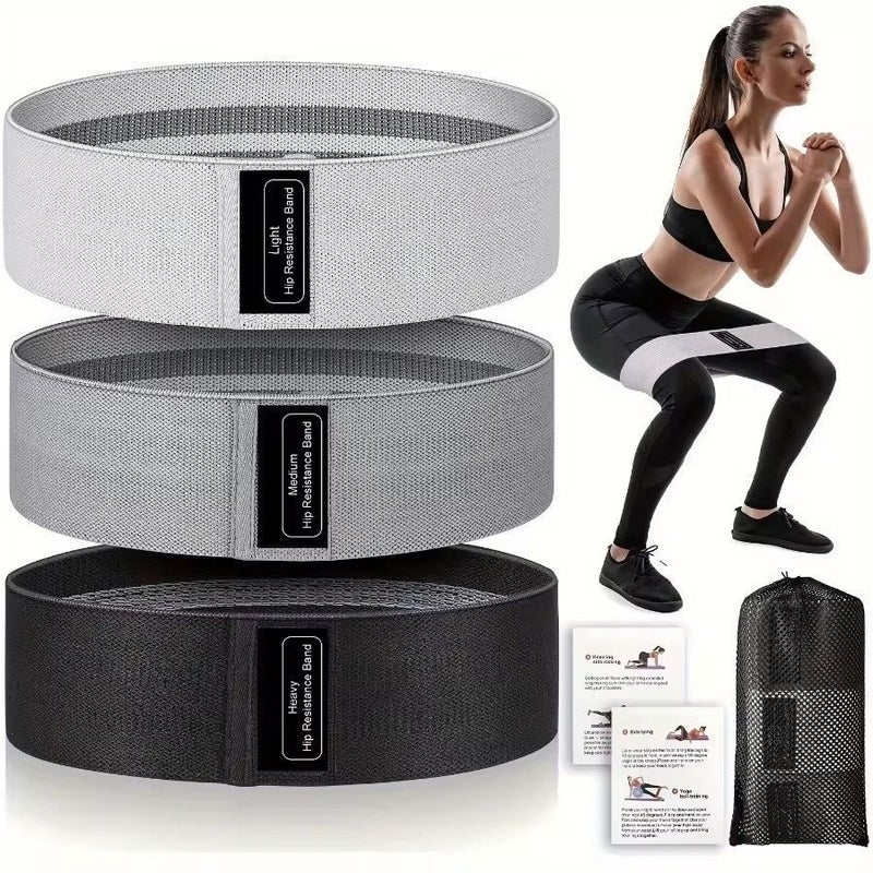 JAYATO 3 Piece Set Resistance Bands for Workout Kit Men & Women - Exercise Resistance Tubes Set Workout Bands for Training Home Shape Body Physical Therap, Squat and Glute Raise Fitness Stretching Elastic Band Resistance Band Strength Training, Leg and Glute Training, Yoga Elastic Band Loop - Black, Dark Gray, Light Ggray - Image 2