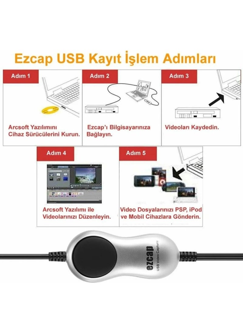 Techmaster - Ezcap 170 USB 2.0 Xbox Ps3 VHS Hi8 Mini DV Video Capture Card - Image 1