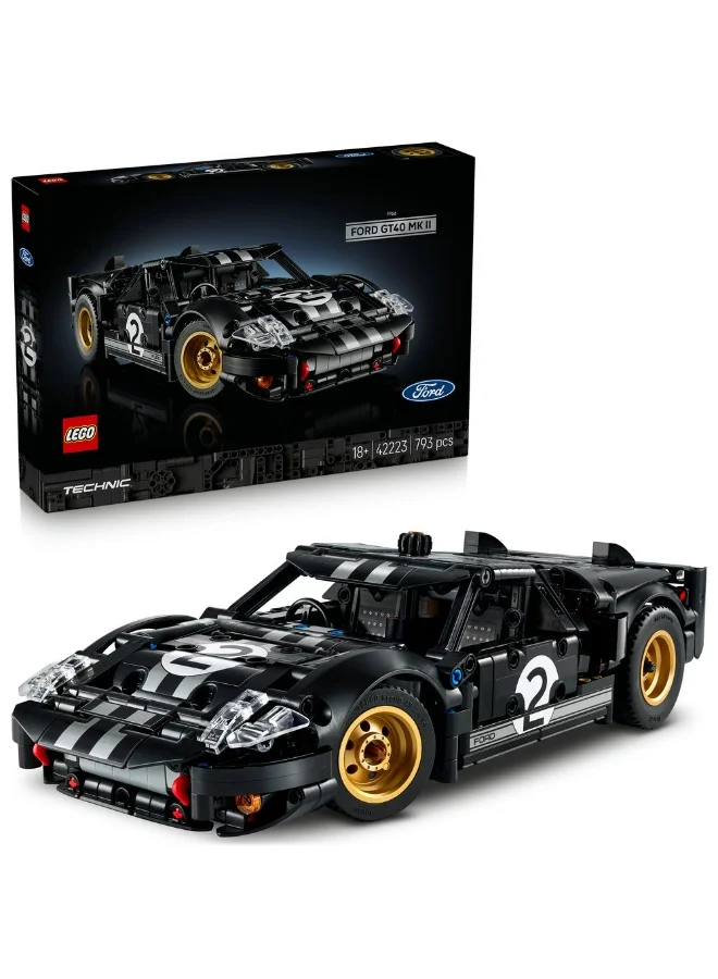 LEGO Technic 1966 Ford GT40 MKII Race Car Model Kit 42223 (Age 18+, 793 Pieces)