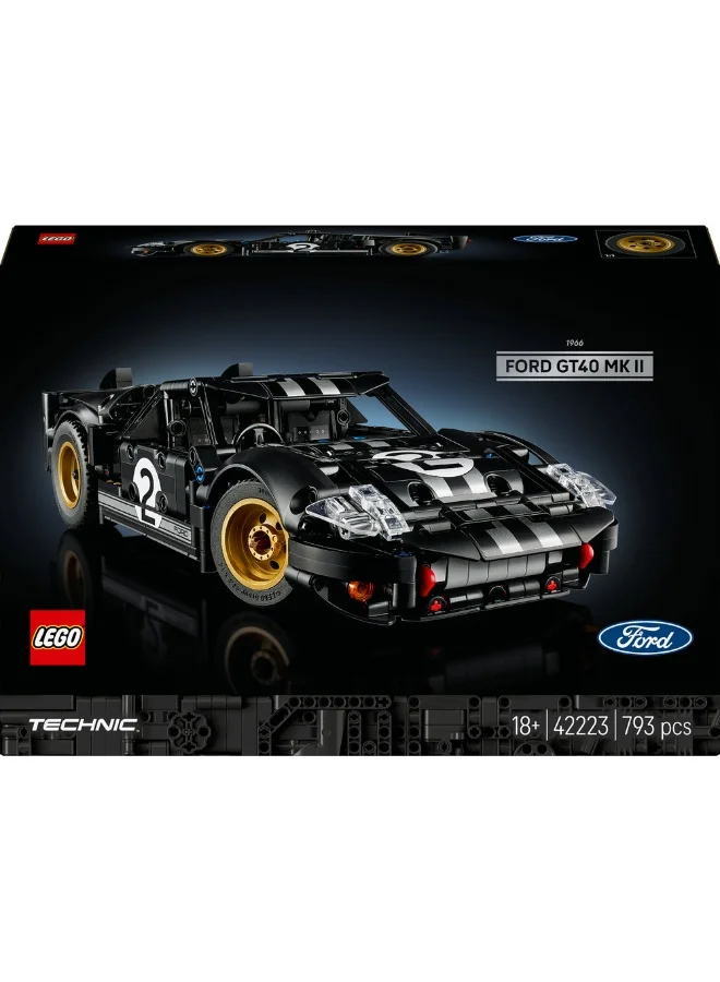 LEGO Technic 1966 Ford GT40 MKII Race Car Model Kit 42223 (Age 18+, 793 Pieces)