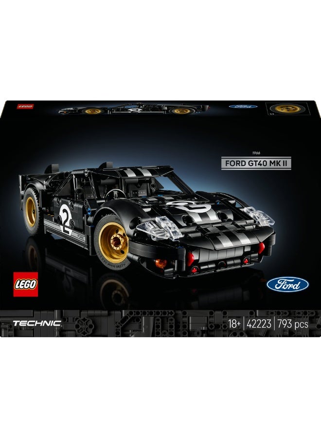 LEGO Technic 1966 Ford GT40 MKII Race Car Model Kit 42223 (Age 18+, 793 Pieces) - Image 2