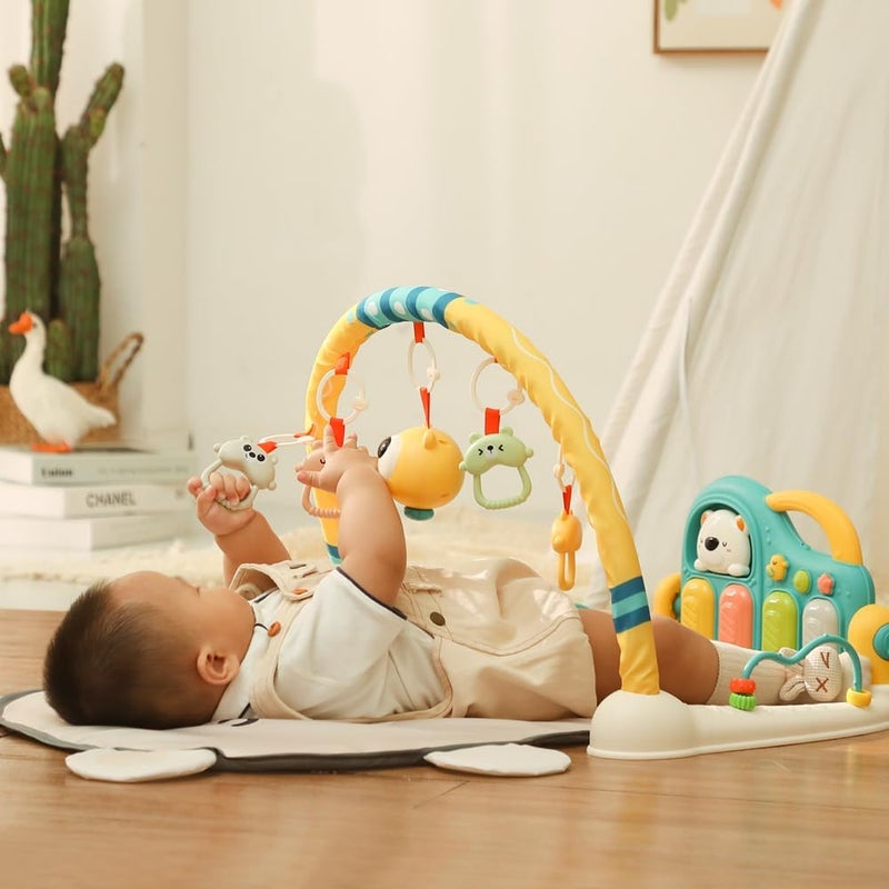 Caterbee Baby Activity Play Mat with Piano, Musical Gym Arch, Hanging Animal Toys, Grey (Bear) - Image 5