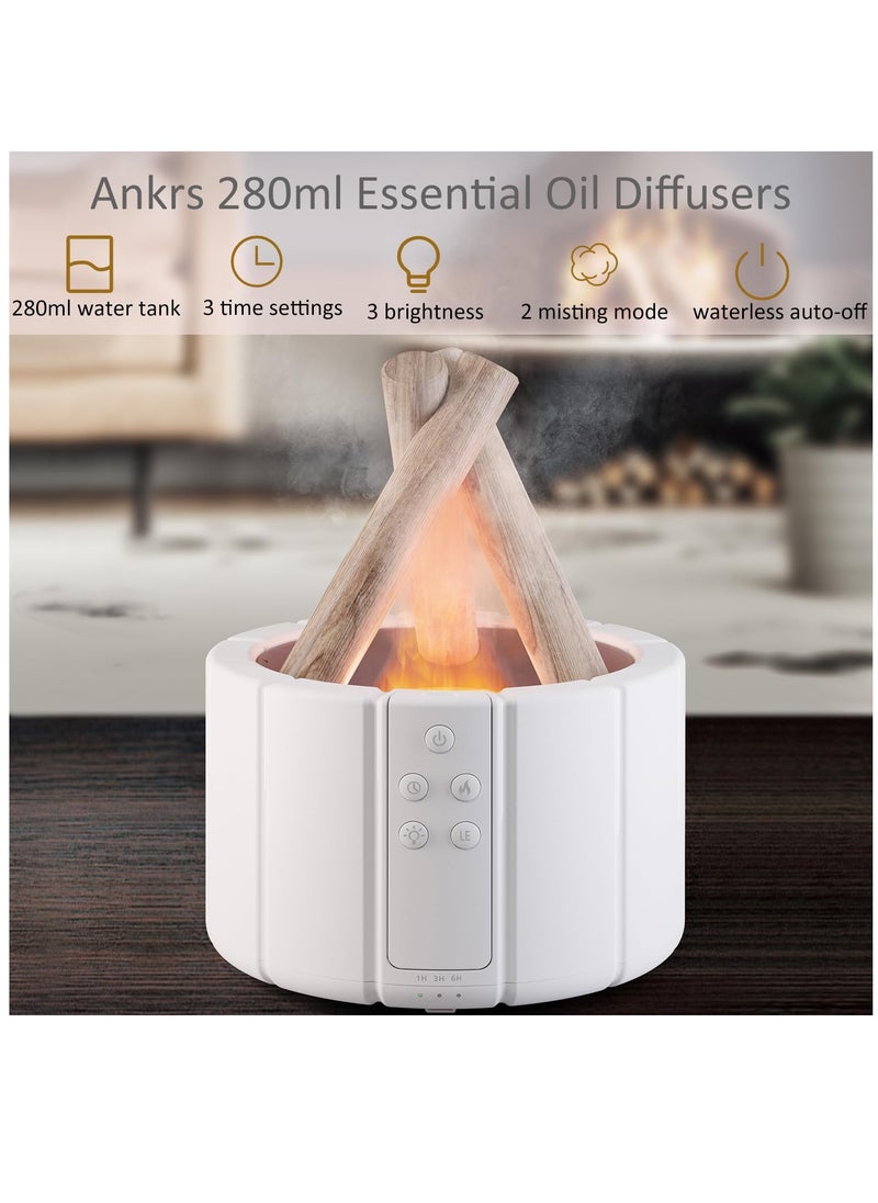 Excefore - Essential Oil Diffusers, 250ml Aromatherapy Diffuser with Remote Control, Bonfire Flame Style Humidifier with 3 Brightness and 2 Mist Mode, Waterless Auto Off Air Diffuser for Home Office Room - Image 1