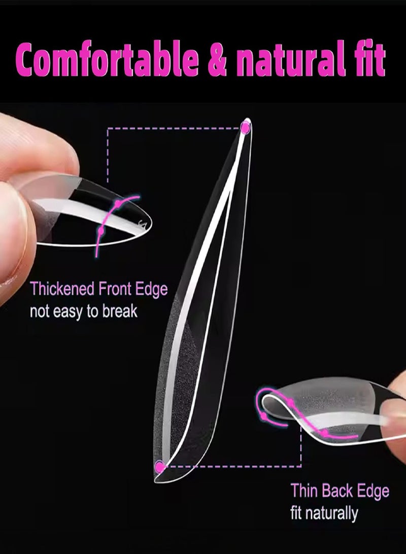 AEENAA 600PCS Extra Long Soft Gel Nail Tips, Full Cover Clear Press On Nail Extensions, Almond Shape, 12 Sizes - Image 3
