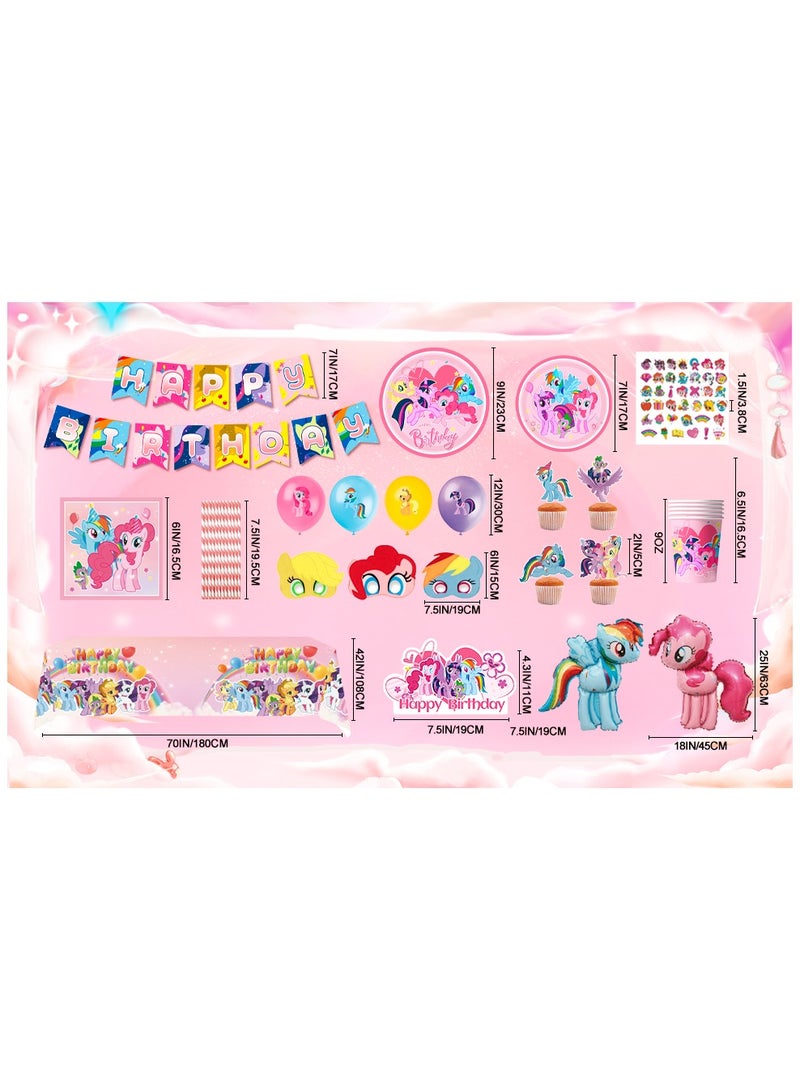 FRUITFUL PARTY My Little Pony Party Decorations for 10 Guests, My Little Pony Birthday Party Disposable Tableware Set My Little Pony Balloons Stickers Masks Cake Toppers Banner Tablecloth Plates Cups Napkins - Image 3