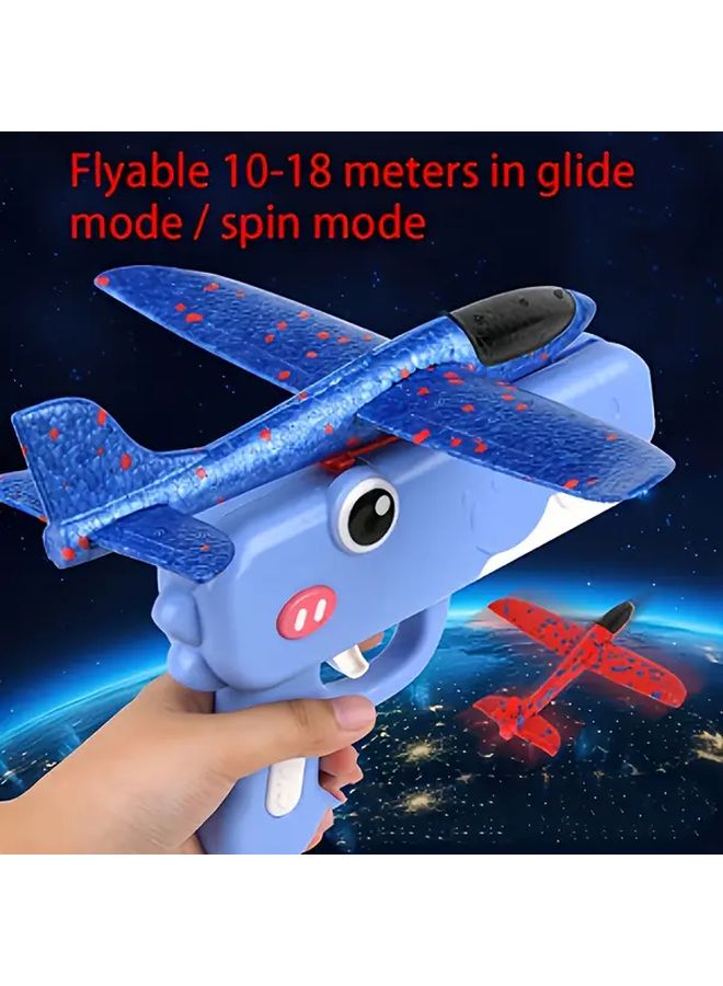 Pink Foam Toy Airplane Launch Set Gliding Outdoor Flying Gift for Boys Girls - Image 1
