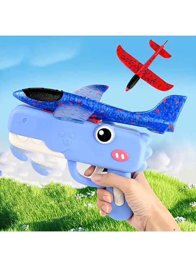 Pink Foam Toy Airplane Launch Set Gliding Outdoor Flying Gift for Boys Girls - Image 3