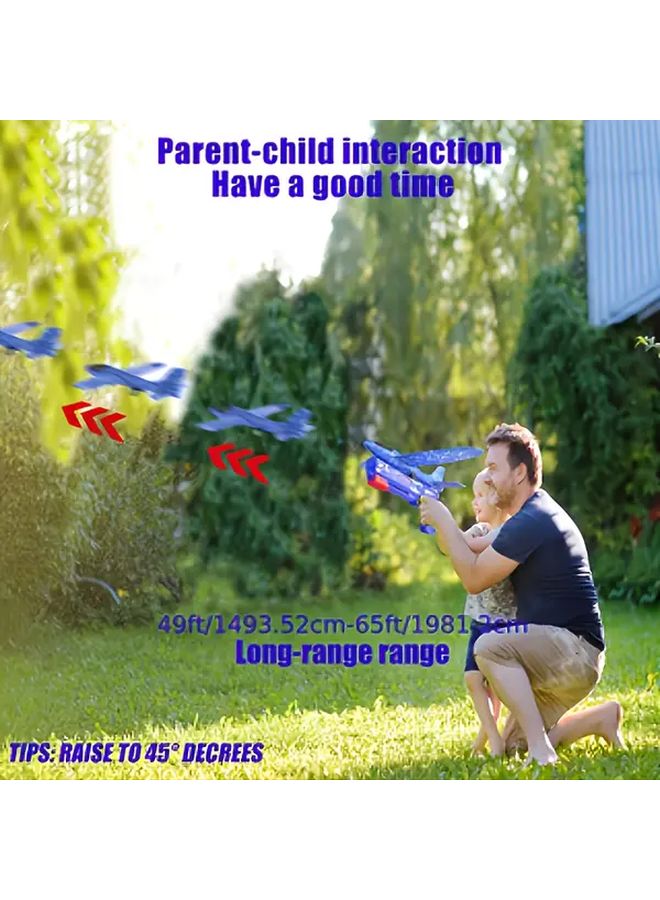 Pink Foam Toy Airplane Launch Set Gliding Outdoor Flying Gift for Boys Girls - Image 4