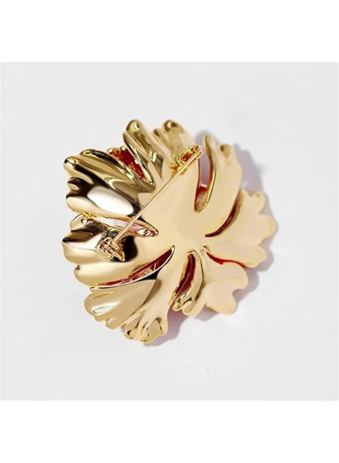 Goolsky Peony Flower Brooch Vintage Pearl Brooch Lady Oil Drip Alloy Corsage Elegant Bezel Flower Pearl Brooch Banquet Wedding Exquisite Jewelry Gift Suitable for Female Friends - Image 4