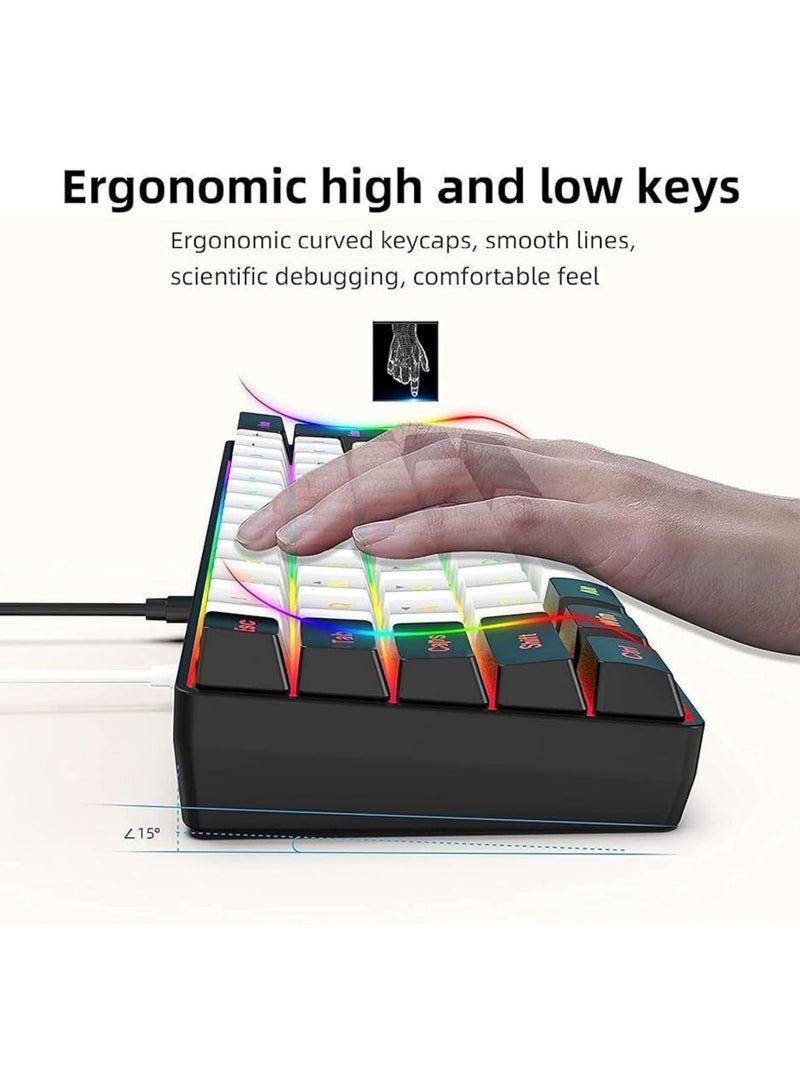 روك بو 60٪ لوحة مفاتيح الألعاب السلكية ماوس كومبو RGB ماوس الألعاب مريح خفيف الوزن 8000DPI مستشعر بصري 61 مفتاحا RGB بإضاءة خلفية لوحة مفاتيح للألعاب لوحة مفاتيح صغيرة مقاومة للماء فائقة الصغر للكمبيوتر الشخصي - Image 2