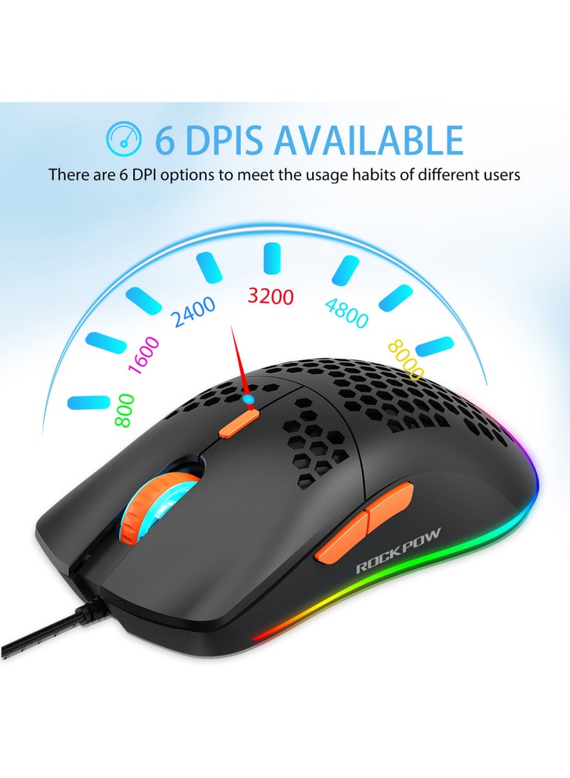 روك بو 60٪ لوحة مفاتيح الألعاب السلكية ماوس كومبو RGB ماوس الألعاب مريح خفيف الوزن 8000DPI مستشعر بصري 61 مفتاحا RGB بإضاءة خلفية لوحة مفاتيح للألعاب لوحة مفاتيح صغيرة مقاومة للماء فائقة الصغر للكمبيوتر الشخصي - Image 3