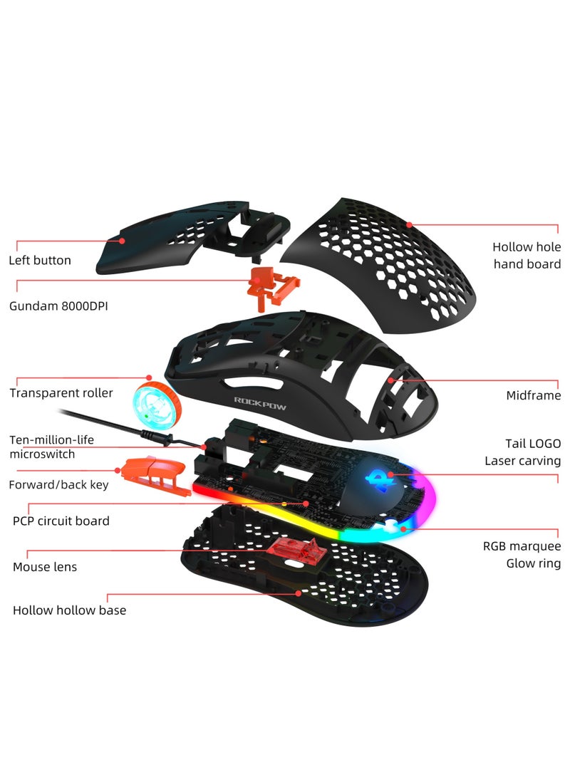روك بو 60٪ لوحة مفاتيح الألعاب السلكية ماوس كومبو RGB ماوس الألعاب مريح خفيف الوزن 8000DPI مستشعر بصري 61 مفتاحا RGB بإضاءة خلفية لوحة مفاتيح للألعاب لوحة مفاتيح صغيرة مقاومة للماء فائقة الصغر للكمبيوتر الشخصي - Image 5